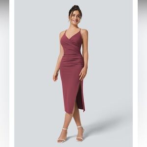 Halara Softlyzero Airy Crossover Ruched Backless Lace Up Split Bodycon nwt large